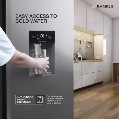 Sansui 544 L Frost Free Side by Side Refrigerator (Silver Steel, 520ISSNS) (OPEN BOX) Sansui 544 L Frost Free Side by Side Refrigerator (Silver Steel, 520ISSNS) (OPEN BOX)